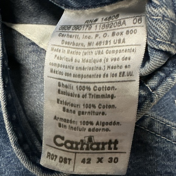 Vintage Carhartt‎ Bib Overalls Men's Size 42x30 90s Y2K Medium Wash - Picture 6 of 8